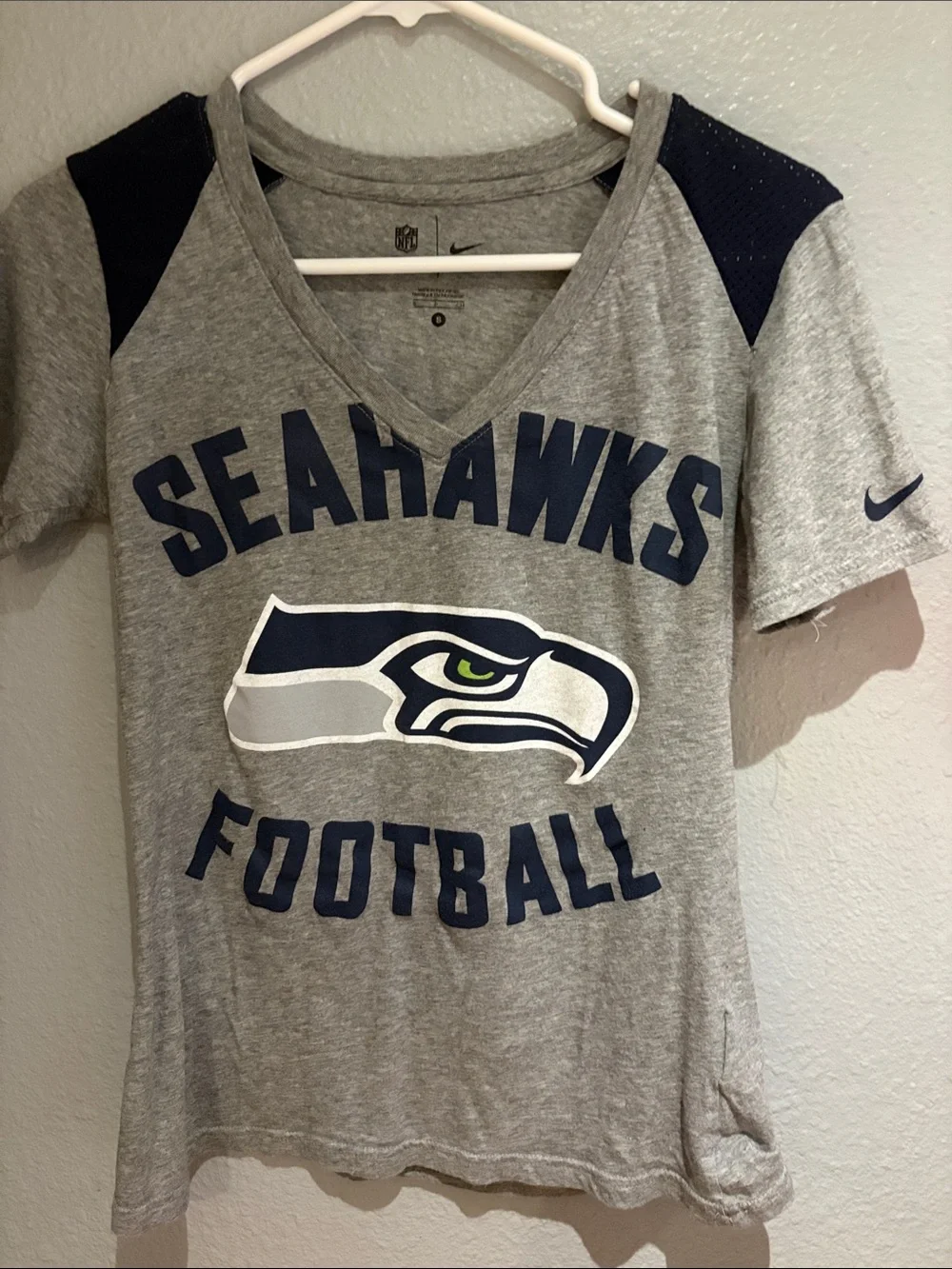 Nike Gray & Navy Seattle Seahawks Short Sleeve V-Neck Tee